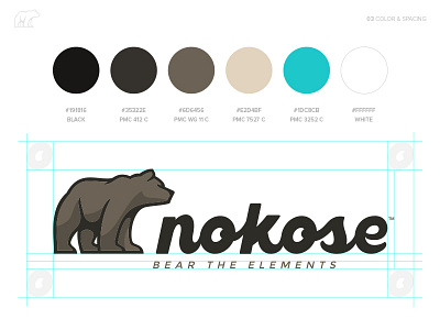 Nokose™ - Color & Space bear blue brand branding browns elements logo nokose space tan