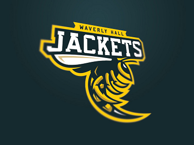 Waverly Hall Jackets bee bees brand helmet jackets logo sports brand wasp yellow jacket