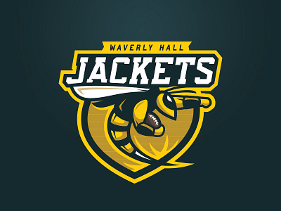 Waverly Hall Jackets v2 bee bees brand helmet jackets logo sports brand wasp yellow jacket