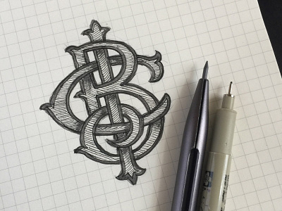 Monogram Sketch study for BCI 1800s brand branding lettering logo monogram sketch