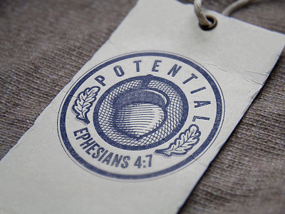 Potential acorn badge brand branding ephesians 4:7 etching logo oak