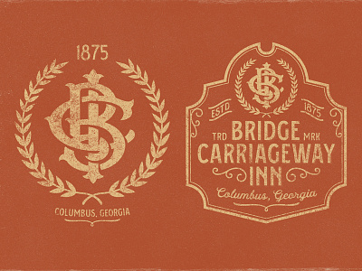 Bridge Carriageway Inn - 1875 1875 b45233 bci bed and breakfast bnb brand letters logo monogram terracotta