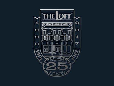 The Loft - 25 Years!! 25 25 years badge bar brand building logo monoline the loft