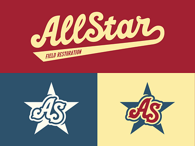 AllStar Brand Alternate Logos baseball field construction lettering lockup logo logos old school sports branding throwback vintage