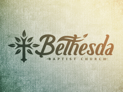 Bethesda Baptist Church Full Logo bethesda church cross ga green leaves logo roots thorns