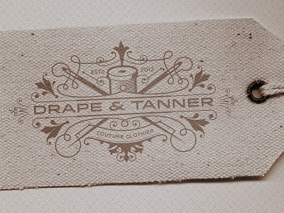 Drape & Tanner v2 ampersand clothier clothing couture drape fine logo needle spool tag tanner thread