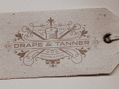 Drape & Tanner v2 ampersand clothier clothing couture drape fine logo needle spool tag tanner thread