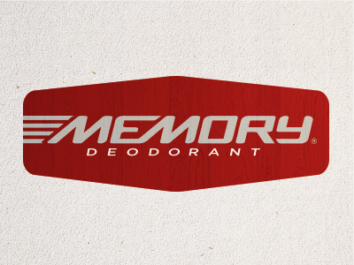 Memory® Deodorant Logo badge creme deodorant good handletter logo memory pharmacy red silver smelly wood