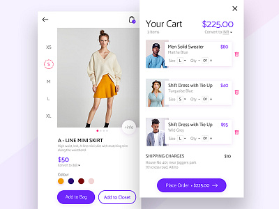 Product & cart page concept