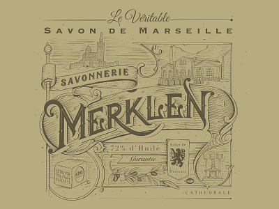 Savonnerie Merklen - The real Marseille Soap brand design branding graphic design illustration traditional typo typography