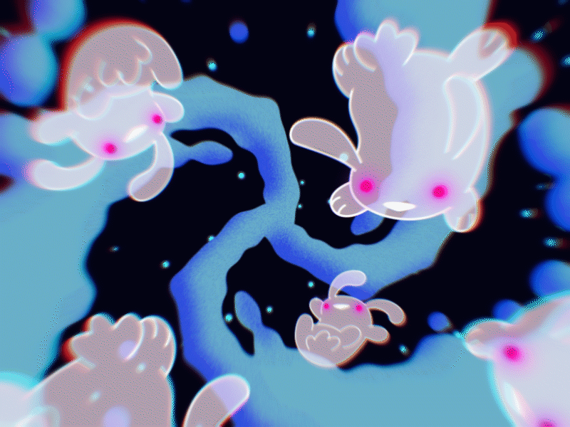 Cosmobunnies animated animation bunny chromatic aberration galaxy gif illustration liquid liquid animation motion organic rabbit space space bunnies vector