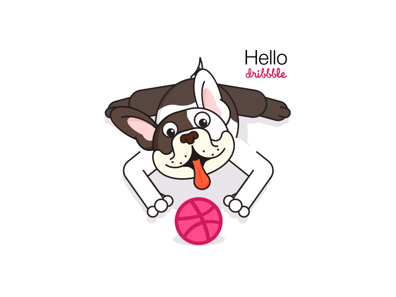 Hello from puppy ball dribbble happy hello hello dribbble pappy