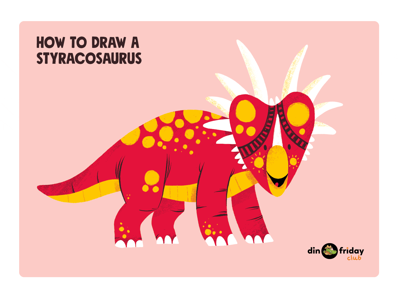 How to draw a Styracosaurus character children book illustration childrens illustration cute dinosaurs illustration kawaii kids kids app steps