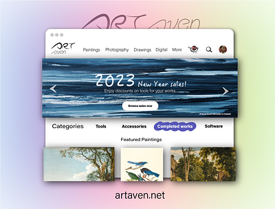 Art Aven Website UI dribbbleweeklywarmup graphic design logo ui website