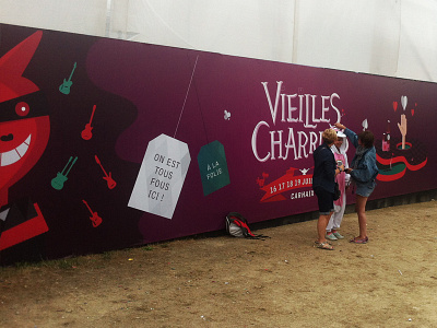 Charrues on the wall big festival fresco illustration music wall