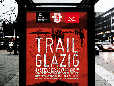 Trail Glazig 2017 event poster red running sport trail typography
