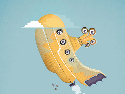 Happy Day beatles illustration poster submarine yellow