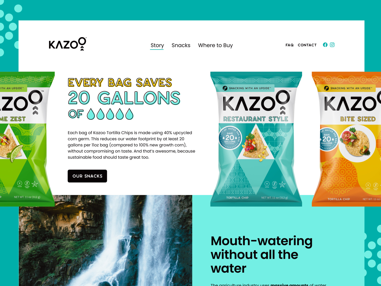 Kazoo Snacks site by Cameron Duncalfe on Dribbble
