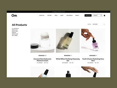 Om Website design skin skin care ui uiux ux web design