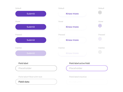 Ui elements buttons fields rounded semi flat shadow ui violet
