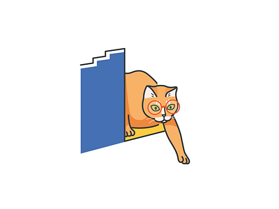 Cat on the bookself cat design illustration vector