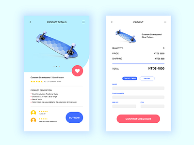 Daily UI Challenge #002｜Checkout app appdesign dailyui design illustrator payment practice skateboard ui