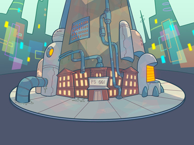 PS 001 001 background binary building city colorful comedy design future futuristic high school invader zim liz miele ps robot sci fi web series
