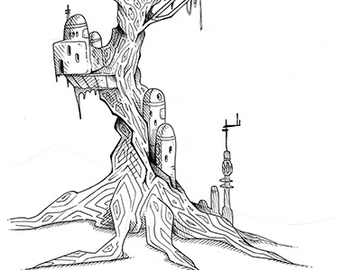 tree city doodle city doodle ink miyazaki pen rough tree