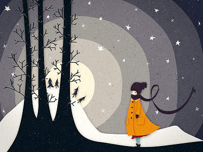 winter forest forest illustration moon snow texture winter