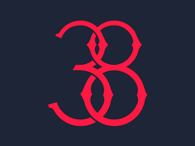 Thirty Eight design eight lettering numbers three