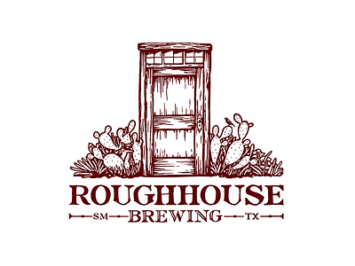 Roughhouse Brewing Logo beer brewery cactus door logo logo design roughhouse texas