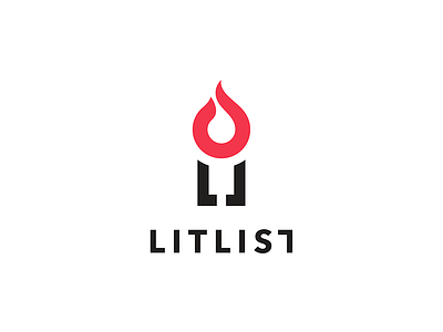 Litlist Logo app candle flame hospitality lists lit litlist logo logo design restaurant reviews