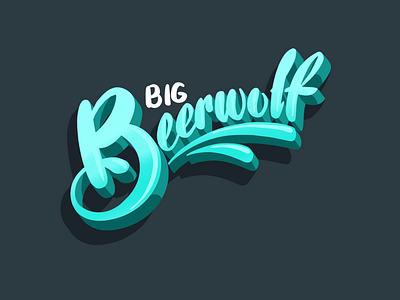 Big Beerwolf Lettering 3d beerwolf brush lettering script shadow