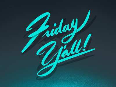 Friday Y’all! blue brush friday gradient lettering script