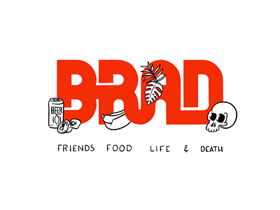 My Name is Brad beer brad decorative hotdog lettering name plant skull