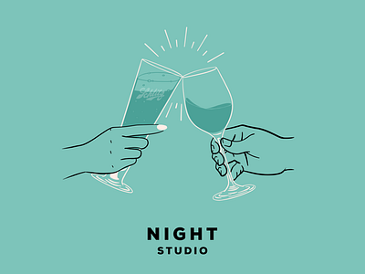 Come Hangout for Night Studio beer cheers hands hangout night studio schlitz toast wine