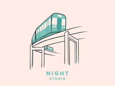 Stop By branding chicago design illustration night studio public transportation train