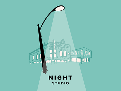 Place to be branding buildings chicago corner design illustration lamp night studio street corner street light