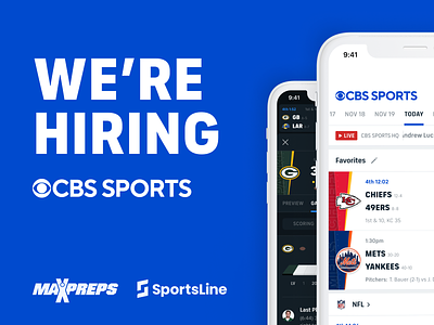 We're Hiring cbs sports hiring job job listing max preps product product designer sports sportsline ui ux