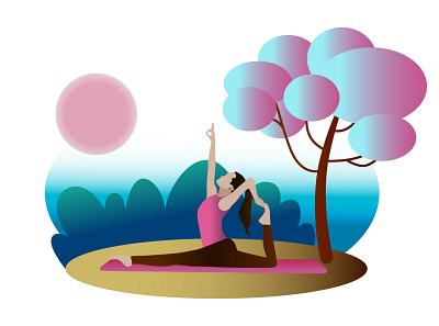 Time for Yoga adobe illustrator digital illustration flat illustration illustration vector illustration yoga young girl