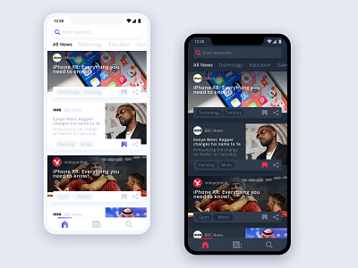 News App Dark and Light Theme