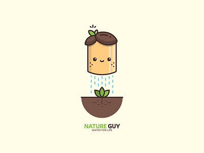 Nature guy - water for life earth filled guy icon illustration life nature outline plant water