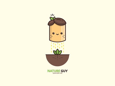 Nature guy - sun for life earth filled guy icon illustration life nature outline plant sun
