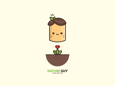 Nature guy - love for life earth filled guy icon illustration life love nature outline plant