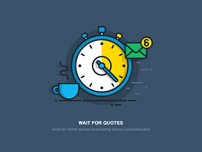 Wait for quotes filled outline icon coffee filled icon law message outline time