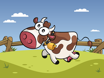 Funny jumping crazy Cow animal cartoon cow crazy funny illustration smile vector