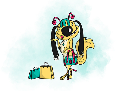 Gold-digger monster girl animal cartoon character design funny girl illustration monster