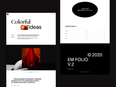 Em Folio 2020 activity adobe xd app design ecommerce em fashion figma idea minimal portfolio sketch typography ui ux web web design webdesign