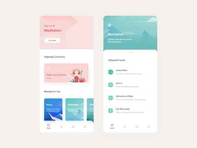 Meditation App activity app design idea illustration meditation minimal shot ui user interface