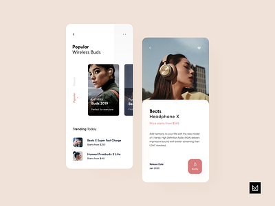 Headphone Store App adobe xd app design ecommerce em em design headphone idea invision invisionapp invisionstudio minimal mobile sketch store ui user interface